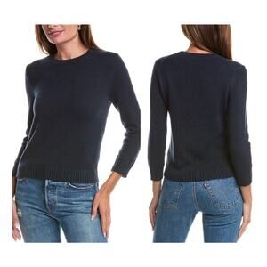 Theory Shrunken Crewneck Knit Crop Sweater Cotton-Cashmere 3/4 Sleeves - Large